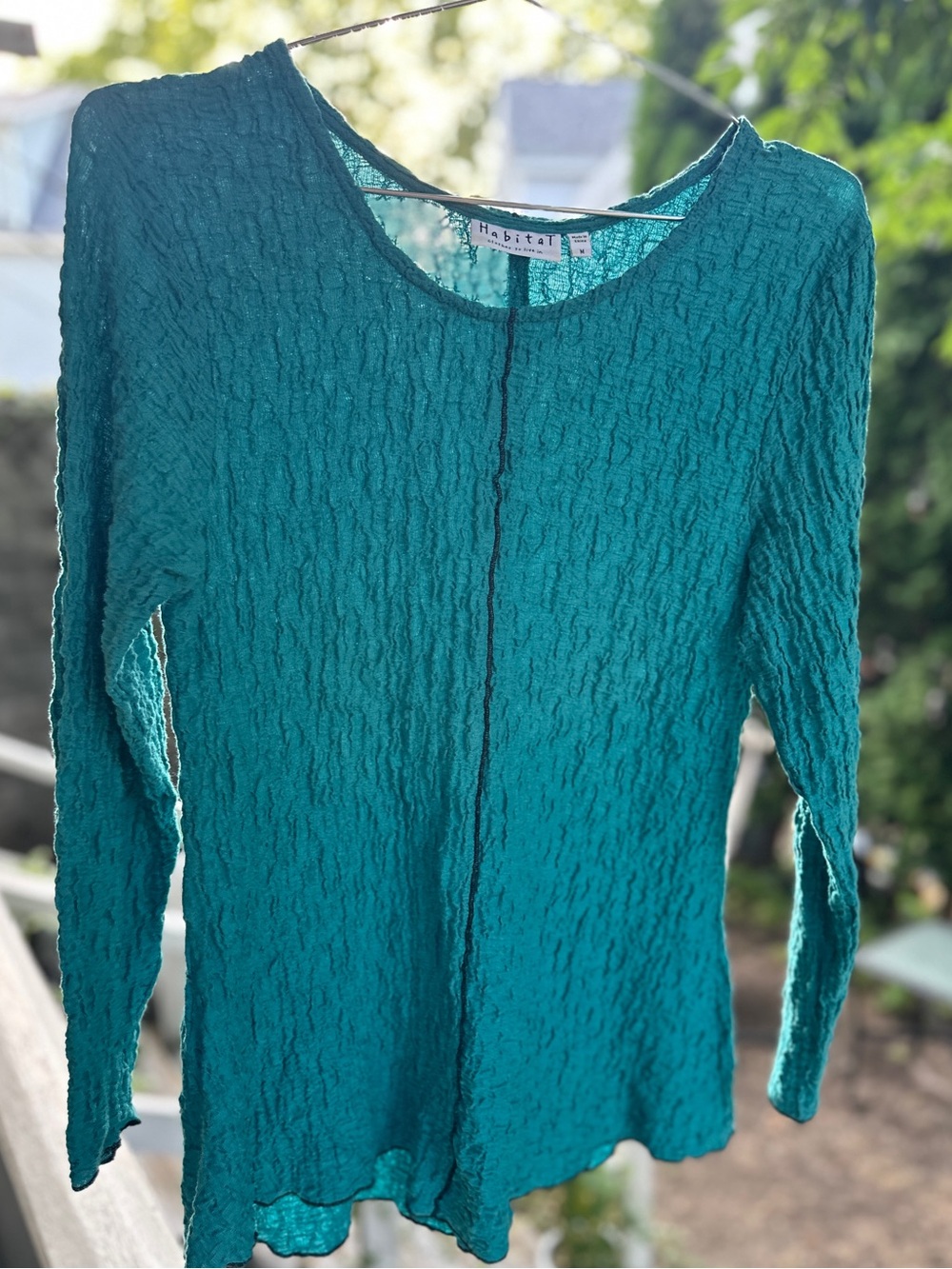 Habitat Teal Crinkle Long-Sleeve Top